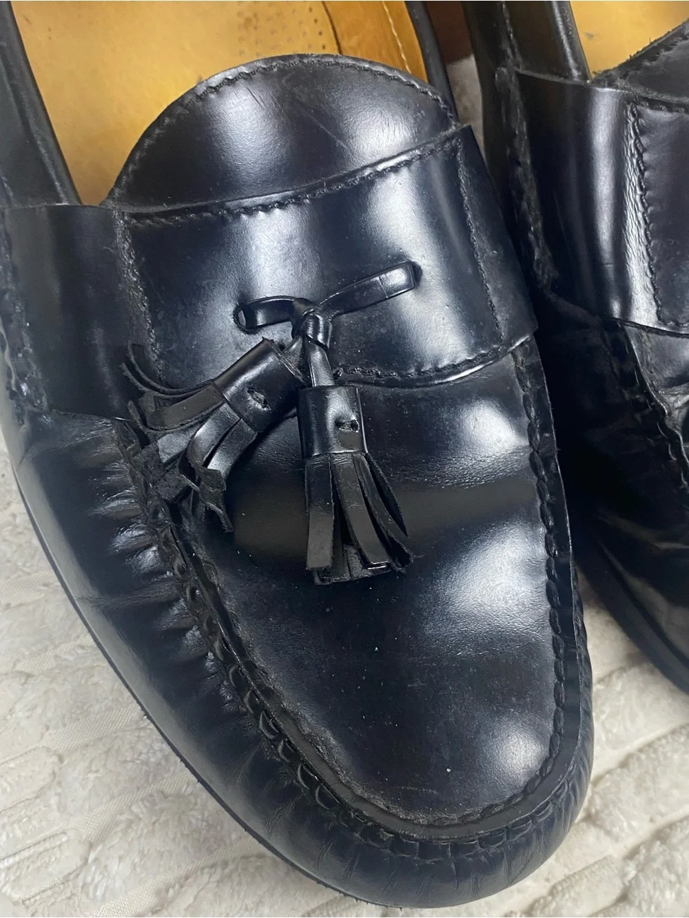 Cole Haan Men's Pinch Tassel Loafers 12 D Black Leather Dress Shoes 03506